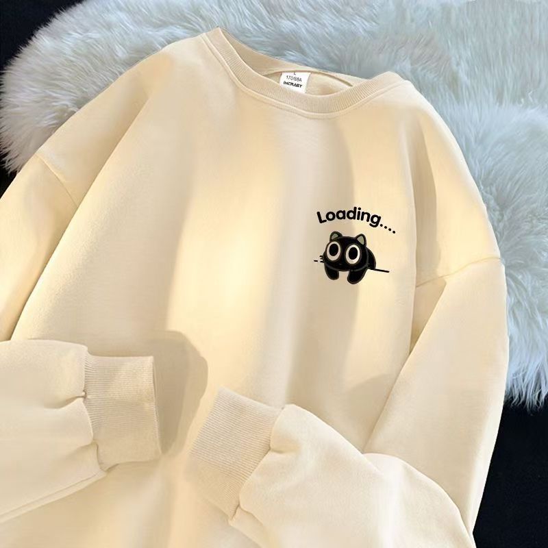 男女童春秋简约纯棉圆领卫衣秋冬新款洋气中大童休闲宽松长袖上衣