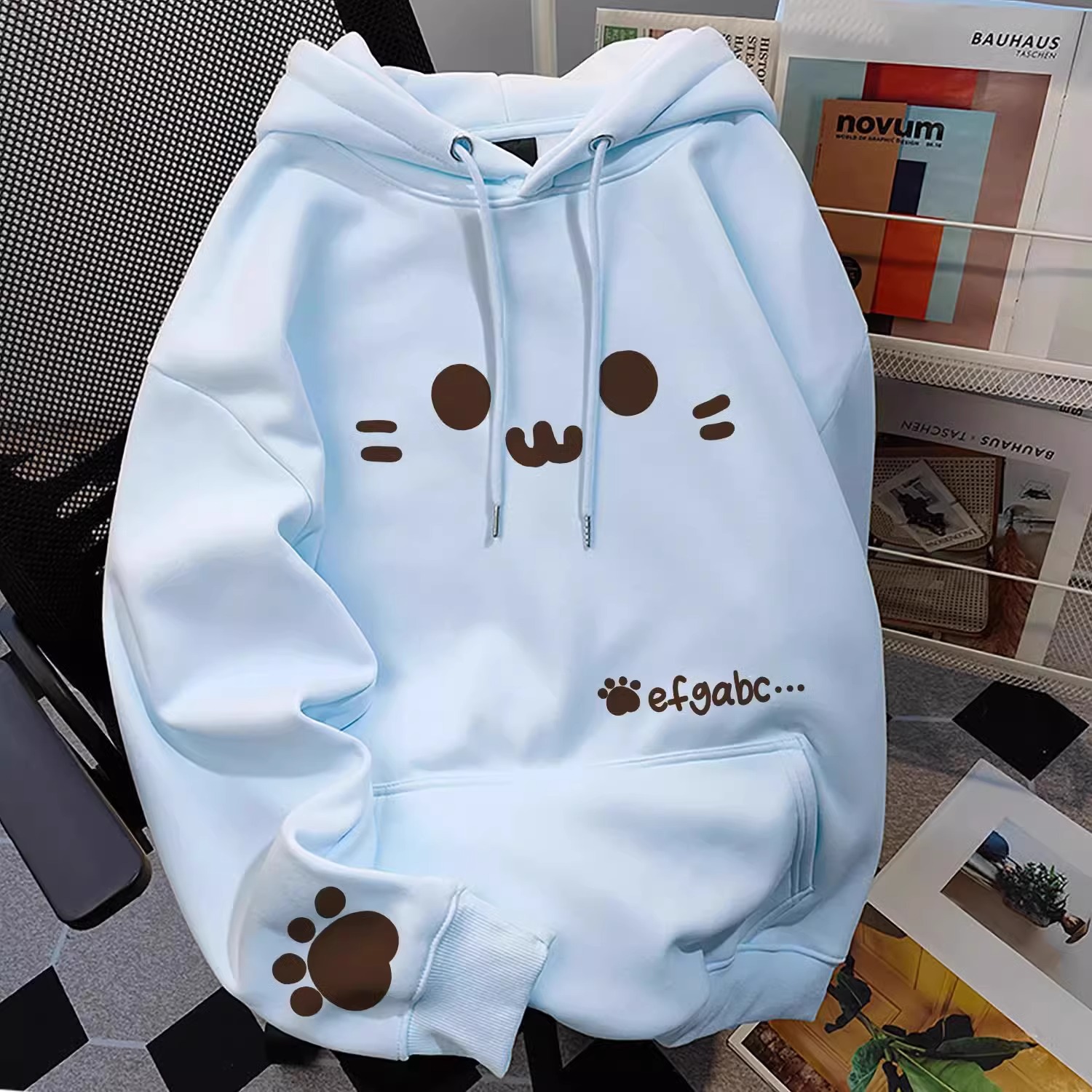 女童秋冬加绒连帽卫衣2025新款爆款中大童奶fufu慵懒可爱猫咪帽衫