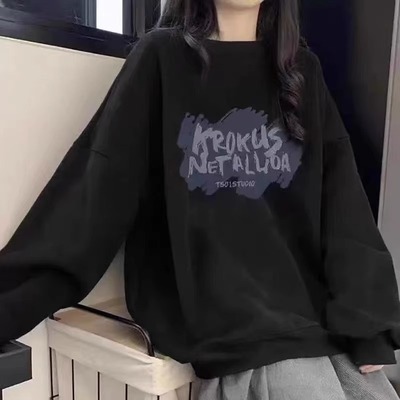 女童春秋装卫衣2025新款中大儿童秋冬圆领初中生学生洋气加绒上衣