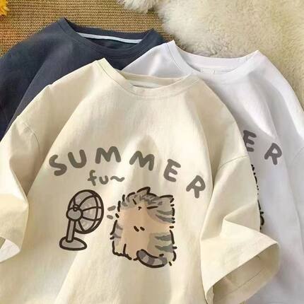 女童纯棉短袖t恤夏季新款中大童潮牌洋气半袖上衣设计感小众夏装