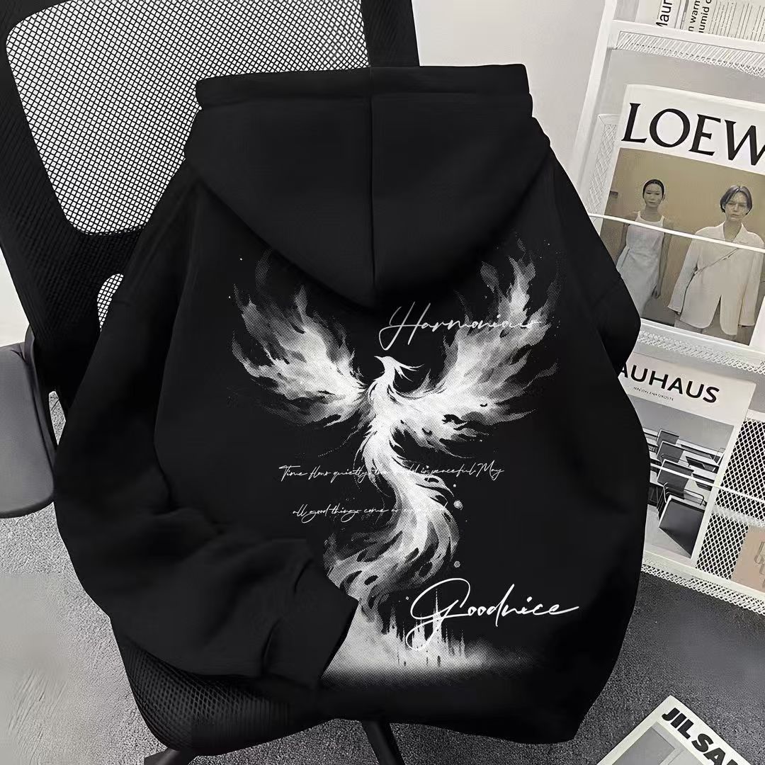 男童美式痞帅潮牌纯棉连帽卫衣中大童秋冬季新款潮酷加绒宽松帽衫