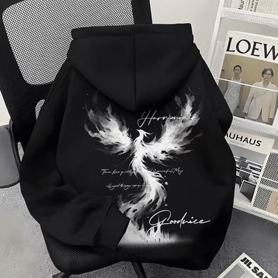 男童美式痞帅潮牌纯棉连帽卫衣中大童秋冬季新款潮酷加绒宽松帽衫