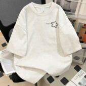 新款 男女童纯棉短袖 T恤2025夏季 中大儿童设计感小众宽松休闲上衣