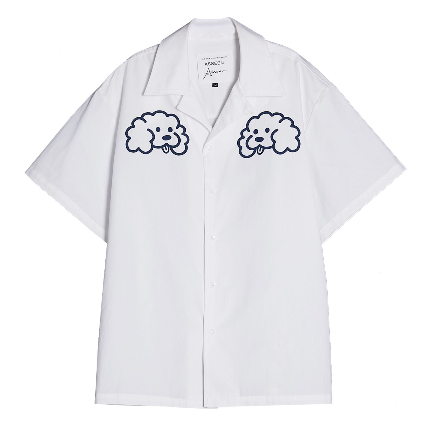 ASSEEN尔幸 卷毛狗印花短袖衬衫 全棉面料舒适透气 男女同款