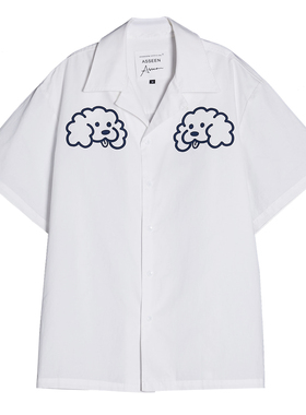 ASSEEN尔幸 卷毛狗印花短袖衬衫 全棉面料舒适透气 男女同款