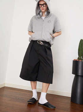 ASSEEN 阔腿百慕大短裤 进口抗皱面料 美式休闲阔腿中裤 男女同款