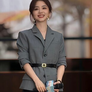 谭松韵方婉之同款灰色西装我的山与海发布会上衣外套女高级感穿搭