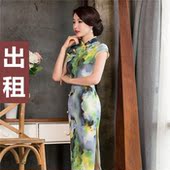 改良出租 高开叉性感优雅复古旗袍模特T台走秀修身 租赁 长款