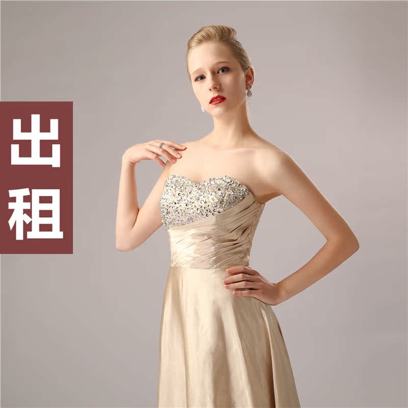 【租赁】长款香槟色演出礼服模特车展气质性感主持人礼仪小姐出租