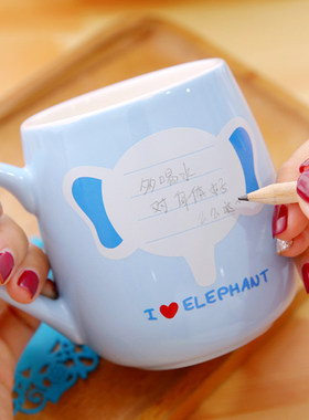 陶瓷卡通风马克杯带盖