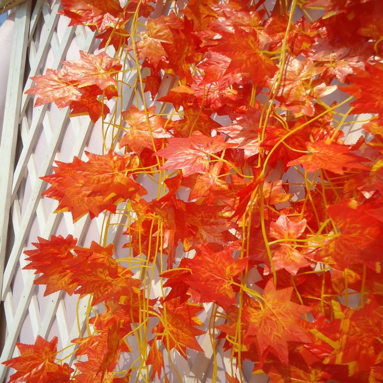 真红枫叶藤条树枝装饰银杏叶藤花藤蔓壁挂田园藤绿植物花卉鲜花