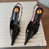 女后空女鞋 2026春季 尖头浅口漆皮单鞋 女细跟高跟鞋 新款 欧美风时尚