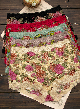 内裤女性感甜美大码胖mm三角裤110-200斤中高腰蕾丝边超弹力