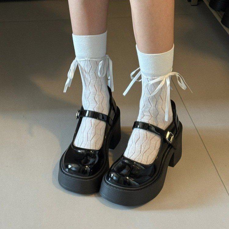 甜酷粗跟高跟小皮鞋女2025春夏季新款厚底增高法式复古玛丽珍单鞋,运动鞋new,德训鞋,淘宝优惠券,粉丝福利购,淘宝优惠卷