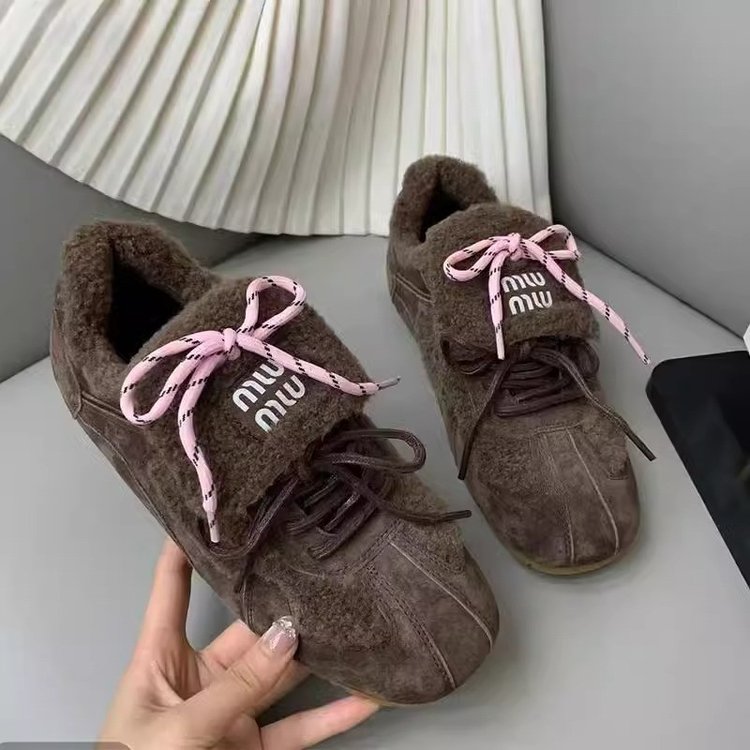 复古软底平底加绒德训鞋女2025冬季新款内增高毛毛鞋百搭保暖棉鞋