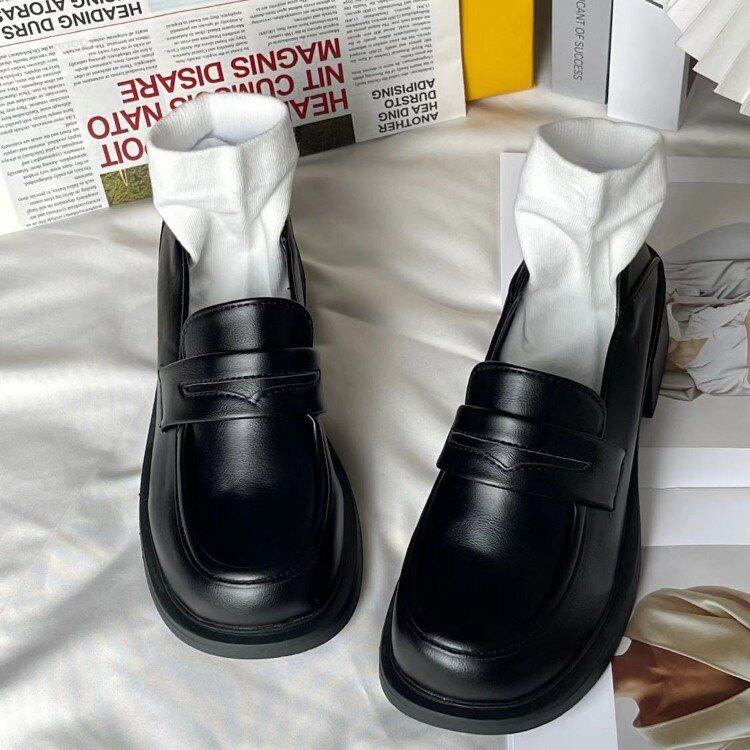 新款黑色英伦风女童鞋子日系厚底小皮鞋JK制服校园日常百搭单鞋