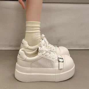 爆款百搭小白鞋厚底增高板鞋女夏薄款透气2026超火新款运动休闲鞋