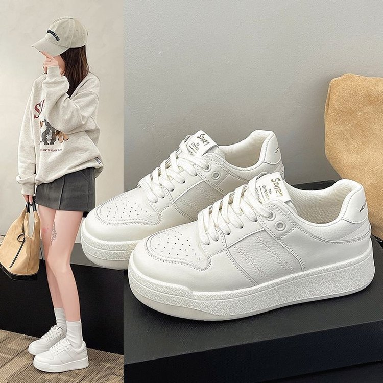 阿甘鞋女小白鞋2025新款春秋配裙子小众百搭学生休闲运动厚底板