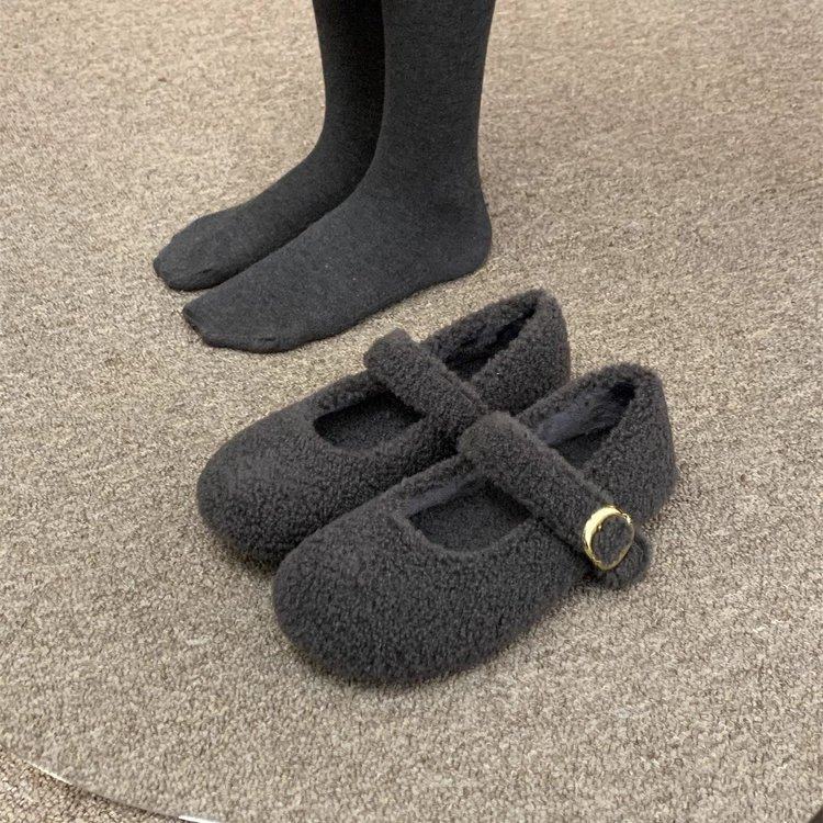新款韩版冬季女外穿灰色纯色毛毛豆豆鞋平底加绒保暖棉鞋鞋面鞋底,运动鞋new,德训鞋,淘宝优惠券,粉丝福利购,淘宝优惠卷