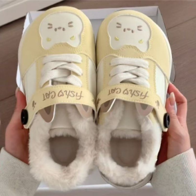 加绒保暖棉鞋女款2025新款大头面包鞋百搭厚底小白鞋休闲运动板鞋