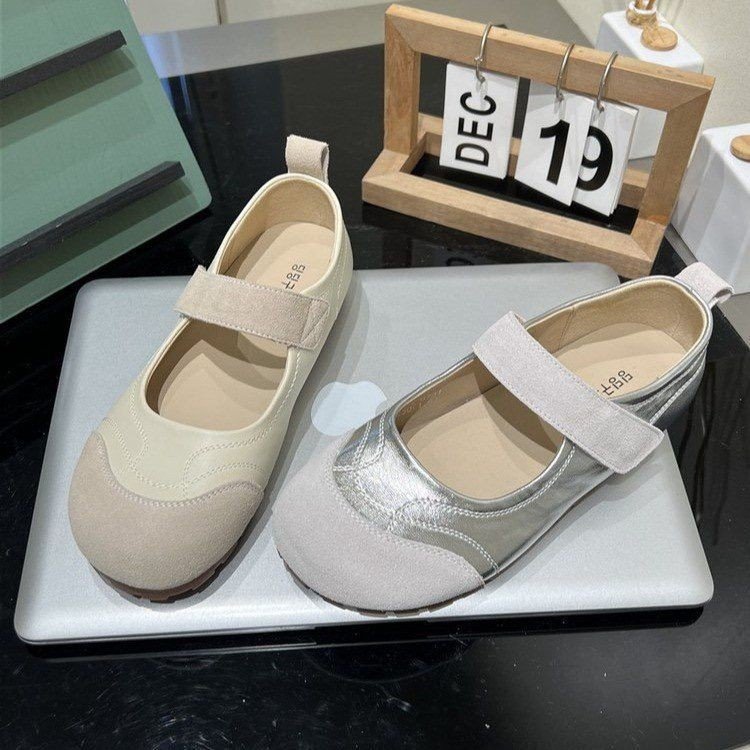复古森系单鞋女2025夏季新款魔术贴丑萌小白鞋百搭平底玛丽珍女鞋