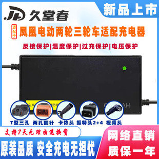 凤凰牌电动车电瓶适配充电器48V12AH60V20AH72V32AH50A两圆针电摩
