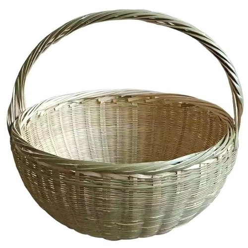 手工编织手提菜篮竹篮子鸡蛋篮水果篮收纳竹筐绿色拜祖宗篮子