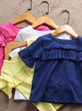 清仓 D488-I6童装 90-115码欧美儿童夏季短袖T恤夏装半袖女童外贸