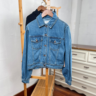 H851 欧美儿童牛仔外套春秋女童短款 童装 160码 外贸 150 瑕疵