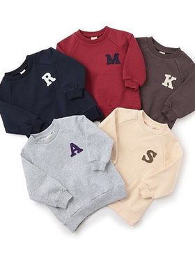 H766-T5 童装 80-130码 日系儿童薄绒卫衣男女童纯棉可爱春秋外贸