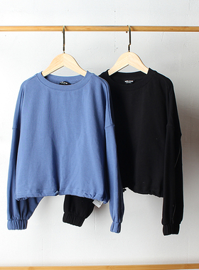 瑕疵J613-32童装128-170码欧美儿童毛圈卫衣oversize春秋长袖外贸