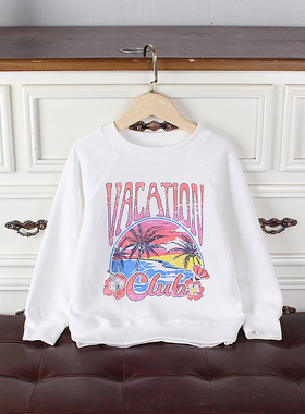 K274-Q3童装120-170码欧美单儿童薄绒卫衣女童春秋圆领打底衫外贸