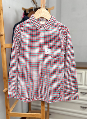 K649-J4 童装130-150码日系儿童纯棉长袖衬衫男女童上衣春秋外贸