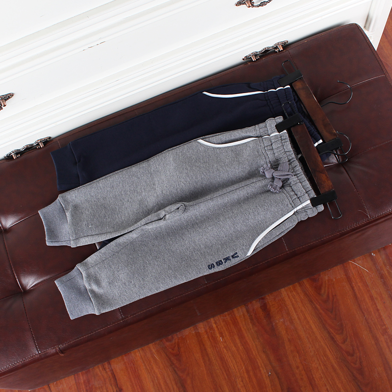 H379-Y6童装90-140码 国内儿童运动裤男女童九分裤宽松休闲校园风