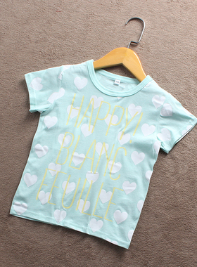 瑕疵D983-U1 童装110-150码日系儿童纯棉短袖T恤女童半袖夏季外贸