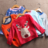 欧美儿童珊瑚绒睡衣睡裤 童装 清仓F191 100 165码 套装 家居服外贸