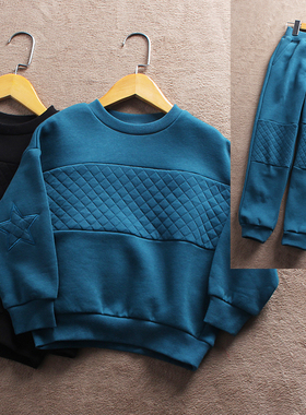 瑕疵H253-O4童装110-150日系儿童薄绒卫衣卫裤春秋长裤男女童外贸