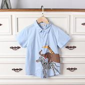 F1童装 衬衫 120 瑕疵K340 130码 国内儿童纯棉短袖 男童上衣夏季 外贸