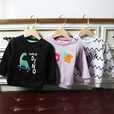 欧美儿童薄绒卫衣春秋打底衫外贸