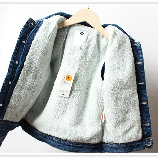 法国单儿童双层牛仔外套羊羔绒