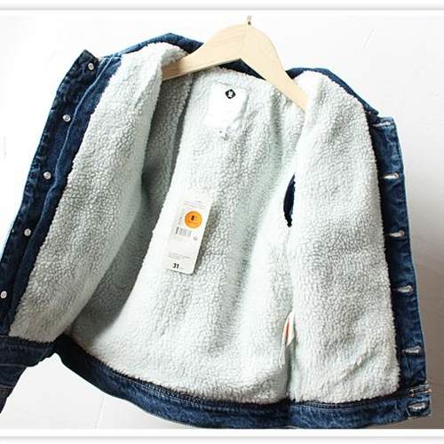 法国单儿童双层牛仔外套羊羔绒