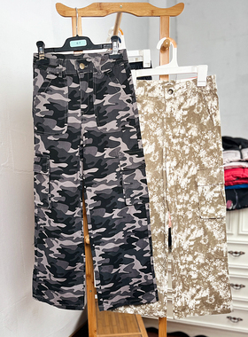 H834-I6童装135-165码欧美儿童纯棉长裤男女童春秋多袋工装裤外贸