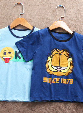 C762-V3 瑕疵 90-105码童装欧美儿童夏季纯棉短袖T恤半袖卡通外贸