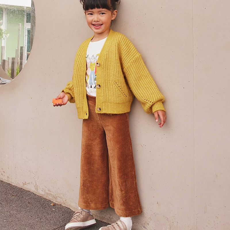 K701-J4童装86-158码 法国儿童灯芯绒长裤女童休闲阔腿裤春秋外贸