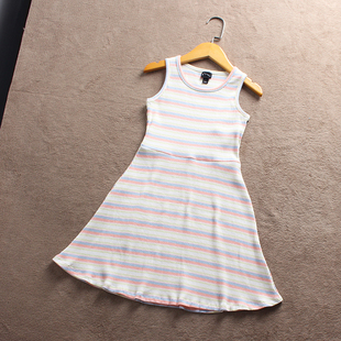 欧美儿童纯棉连衣裙背心裙女童夏款 瑕疵E420 160码 110 外贸 51童装