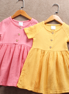 瑕疵F940-G2童装 95-115码欧美儿童夏季纯棉连衣裙短袖裙女童外贸