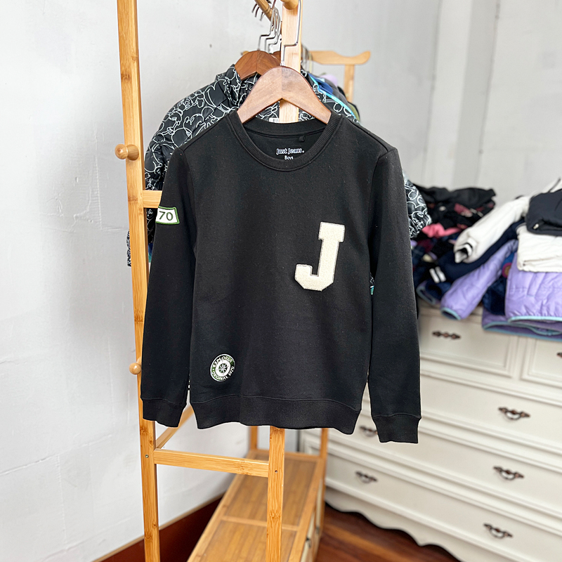 儿童薄绒卫衣圆领打底衫春秋外贸