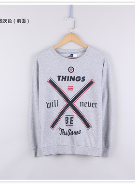 清仓 M833-Z欧美H家男式加绒卫衣圆领长袖打底衫男装时尚春秋外贸