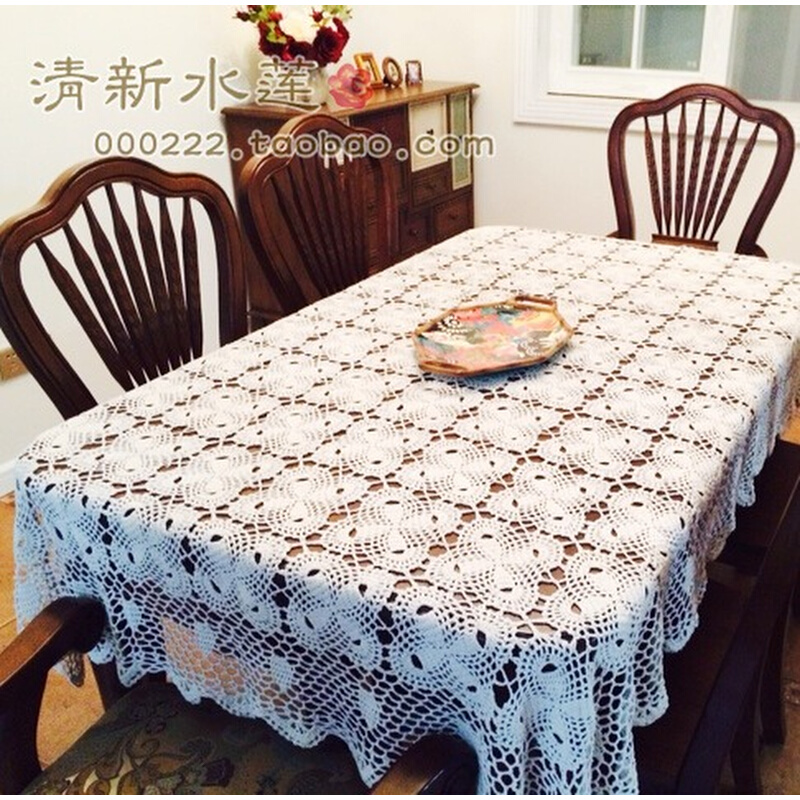 外贸复古纯棉线手工钩织桌布布艺长方形沙发巾装饰盖布*