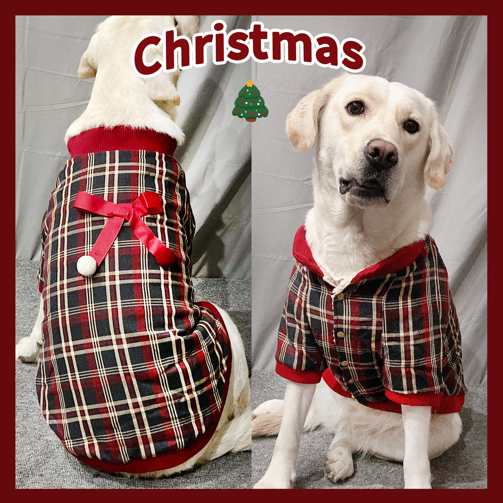 圣诞进行时！大狗冬季衣服拉布拉多萨摩耶牛头梗冬装棉服加绒加厚
